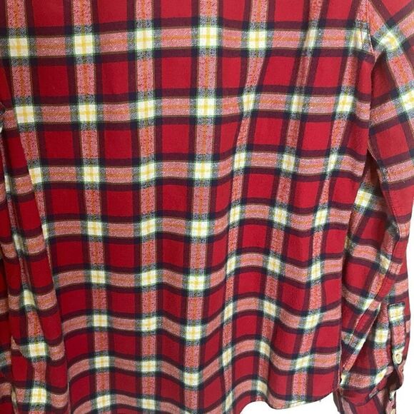 Hollister Mens Size Large Button Down Shirt Red Plaid Long Sleeves 100% Cotton - Picture 8 of 11